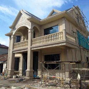 贵阳 黄金麻花岗岩石材私人别墅雕花门楼柱阳台栏杆