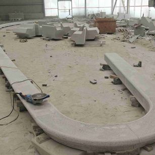 贵阳 芝麻白花岗岩弧形花坛石，坐凳石