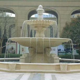 贵阳 黄金麻花岗岩异型加工——户外庭院石雕流水喷泉