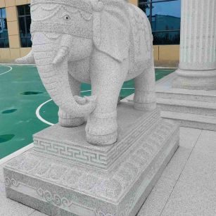 贵阳 白麻花岗岩动物异形石雕-大象