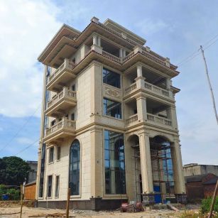 贵阳 黄金麻花岗岩石材别墅外墙干挂搭配（雕花栏杆花瓶柱门楼罗马柱）