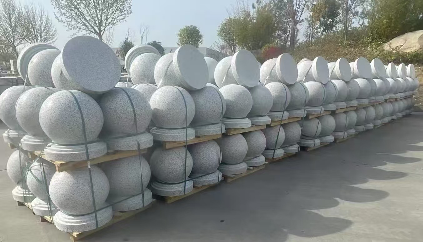 贵阳 白麻花岗岩石材圆球，石球，挡车球，隔离球，景观石球，风水球等