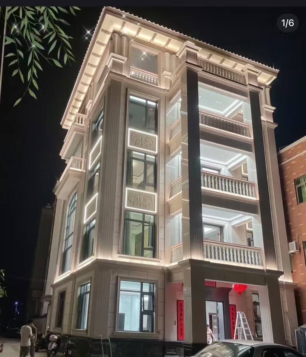 贵阳 芝麻白花岗岩别墅外墙夜间效果